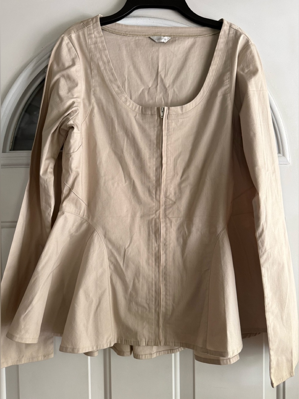 Omega Cream Peplum Zip-Front Tunic
